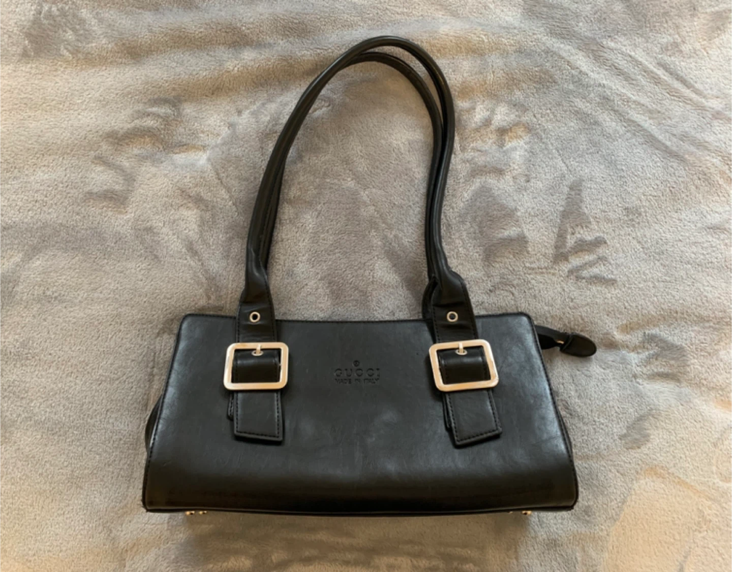 Black Faux Leather Shoulder Bag