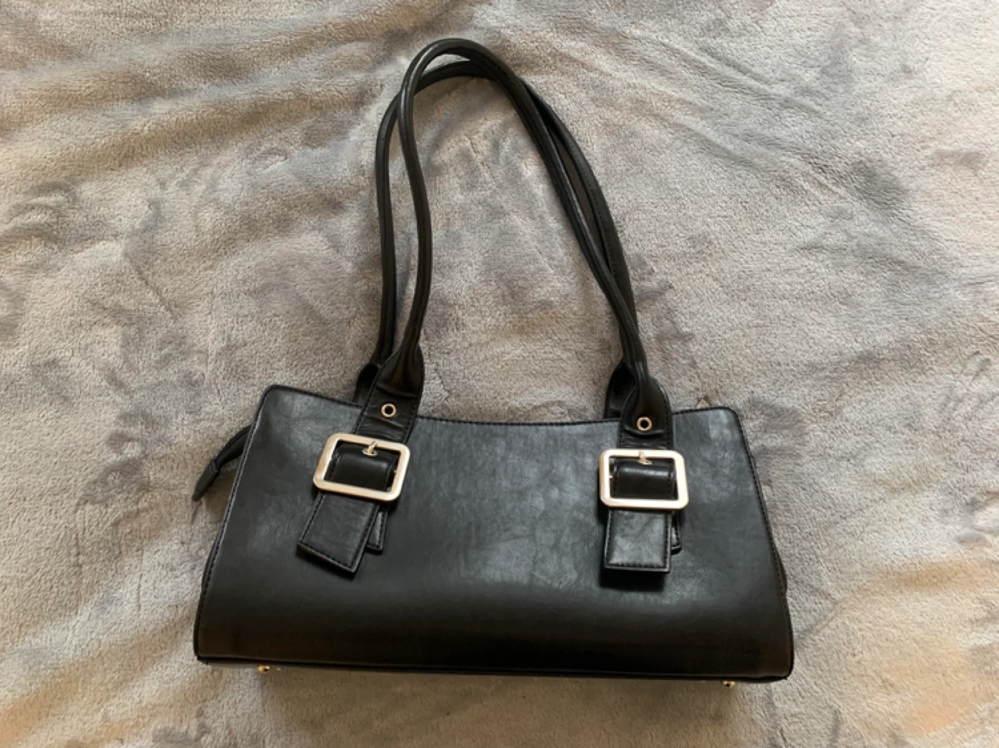 Black Faux Leather Shoulder Bag - photo 4