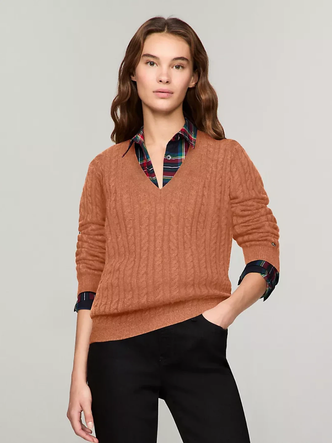 Tommy Hilfiger Cable Knit V-Neck Sweater - XXL