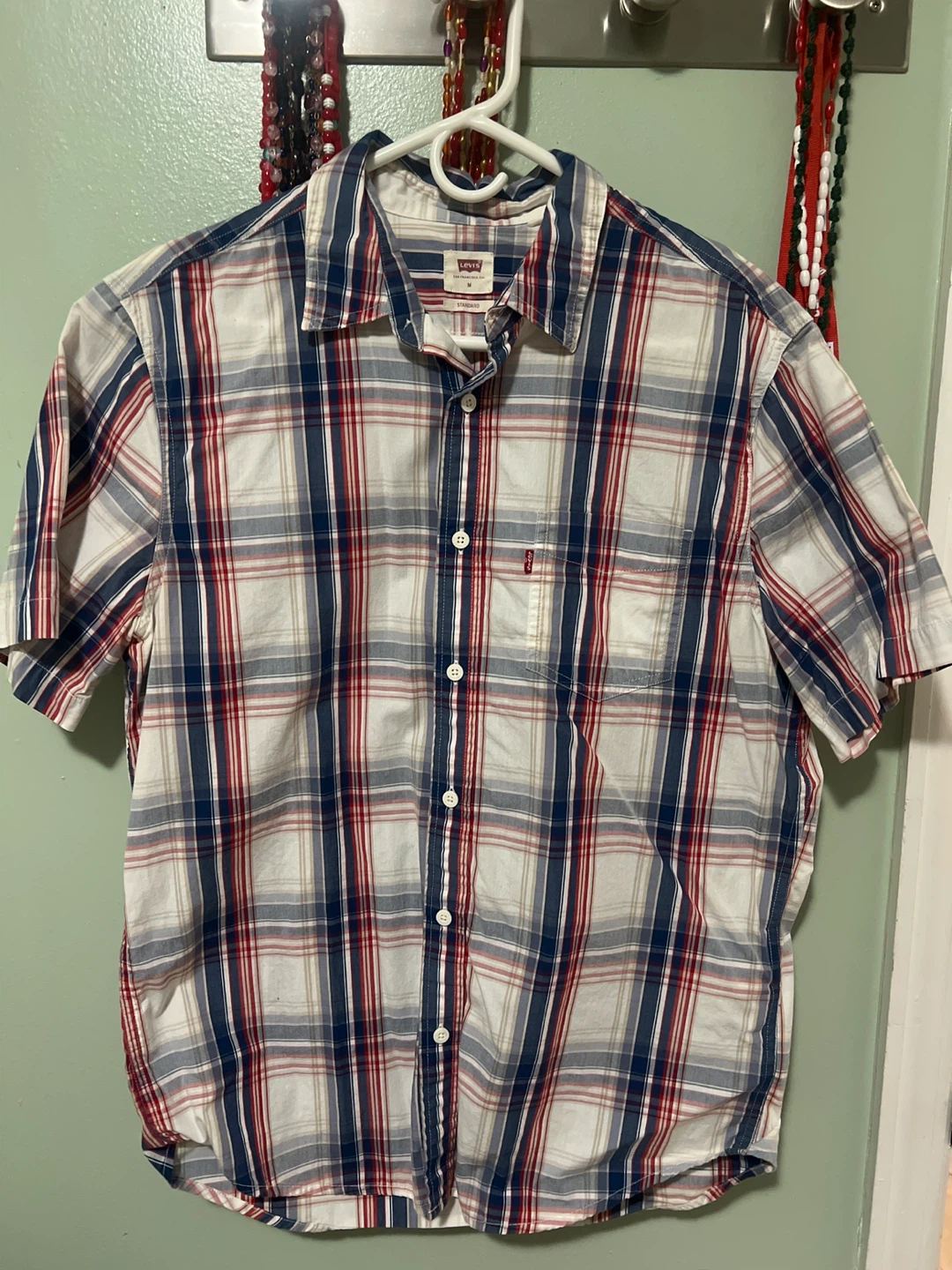 Levi's Men's Plaid Short Sleeve Button-Up Shirt - Size Medium