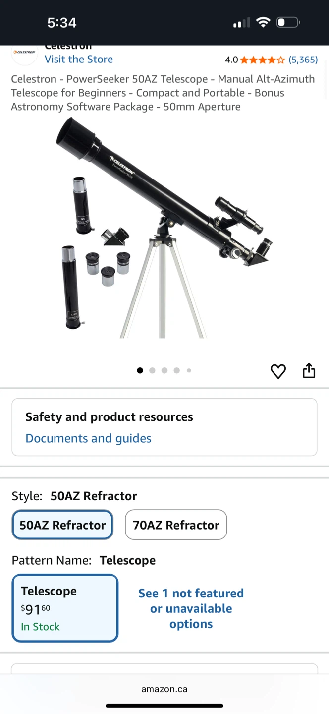 Celestron PowerSeeker 50AZ Refractor Telescope - photo 2