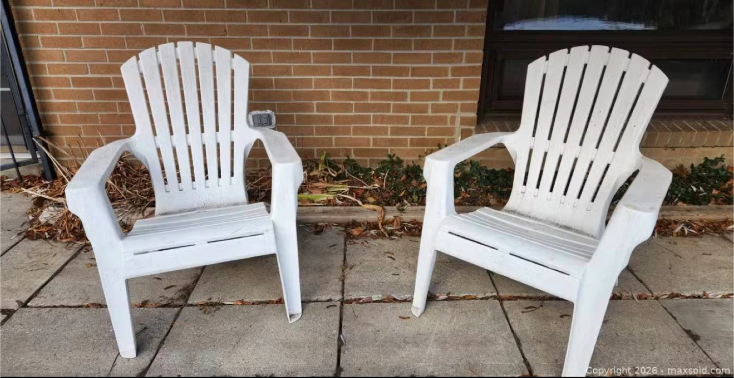 White Plastic Adirondack Chairs (Set of 2)