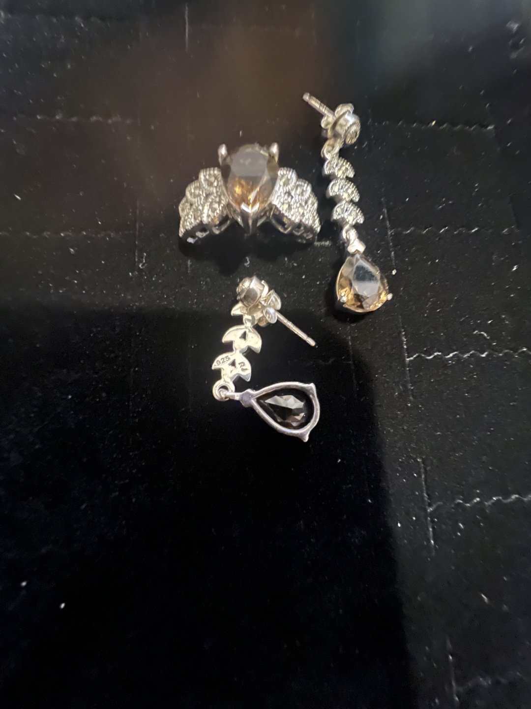 Smoky Quartz & Sterling Silver Ring and Dangle Earrings Set - photo 4