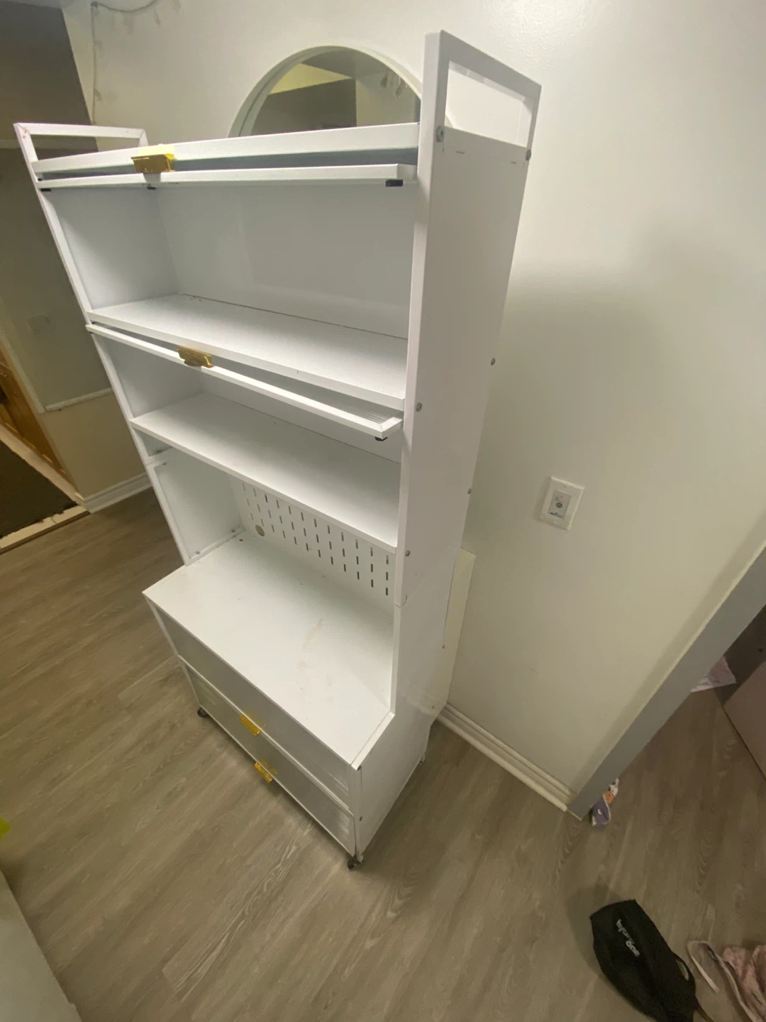 White Multi-Tiered Storage Shelf with Doors - photo 3