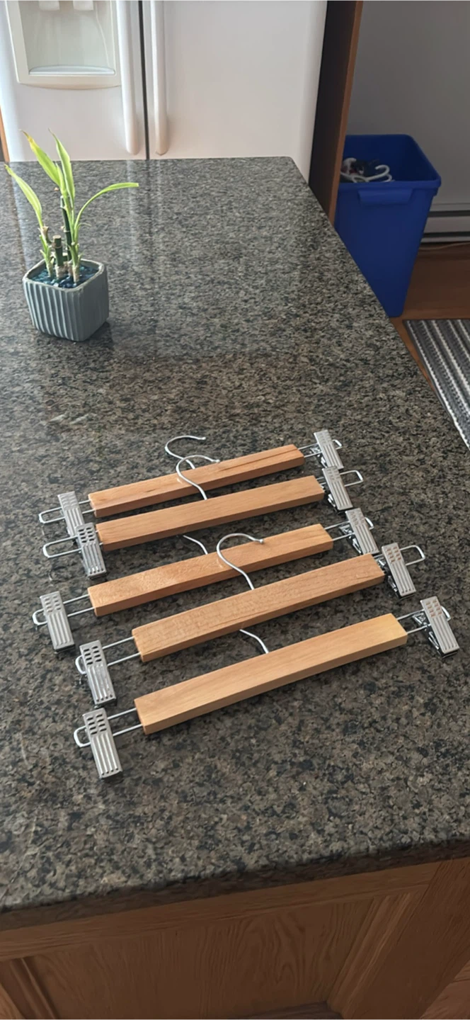 Set of 15 Wooden Pants Hangers with Clips