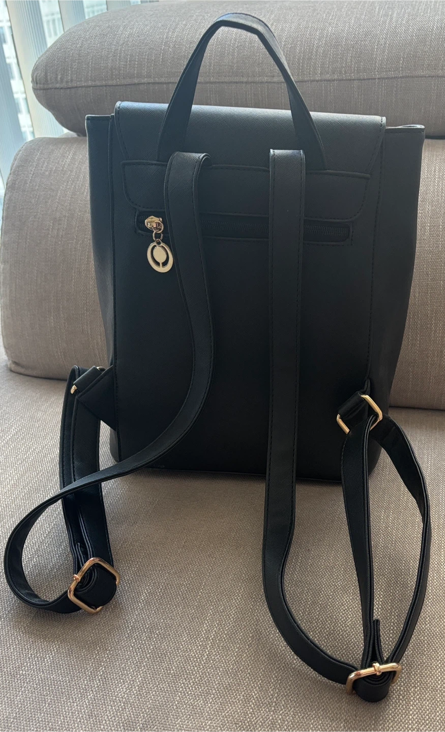 Black Faux Leather Backpack - photo 2