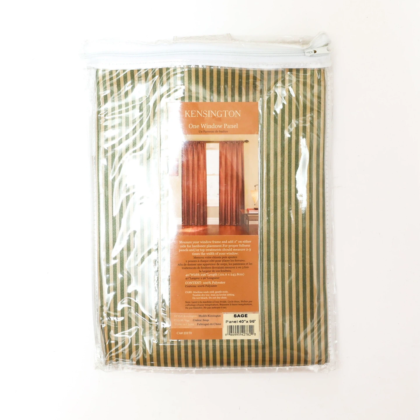 New Kensington One Striped Curtain Gold Green 40