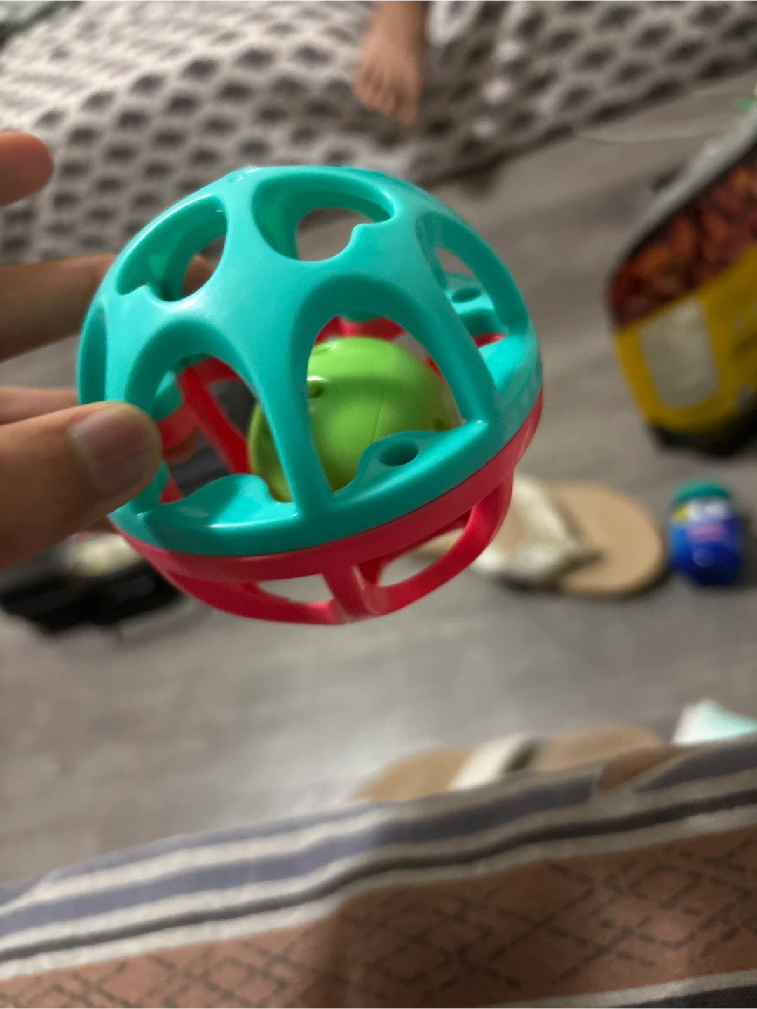 Teal and Pink Baby Rattle Ball