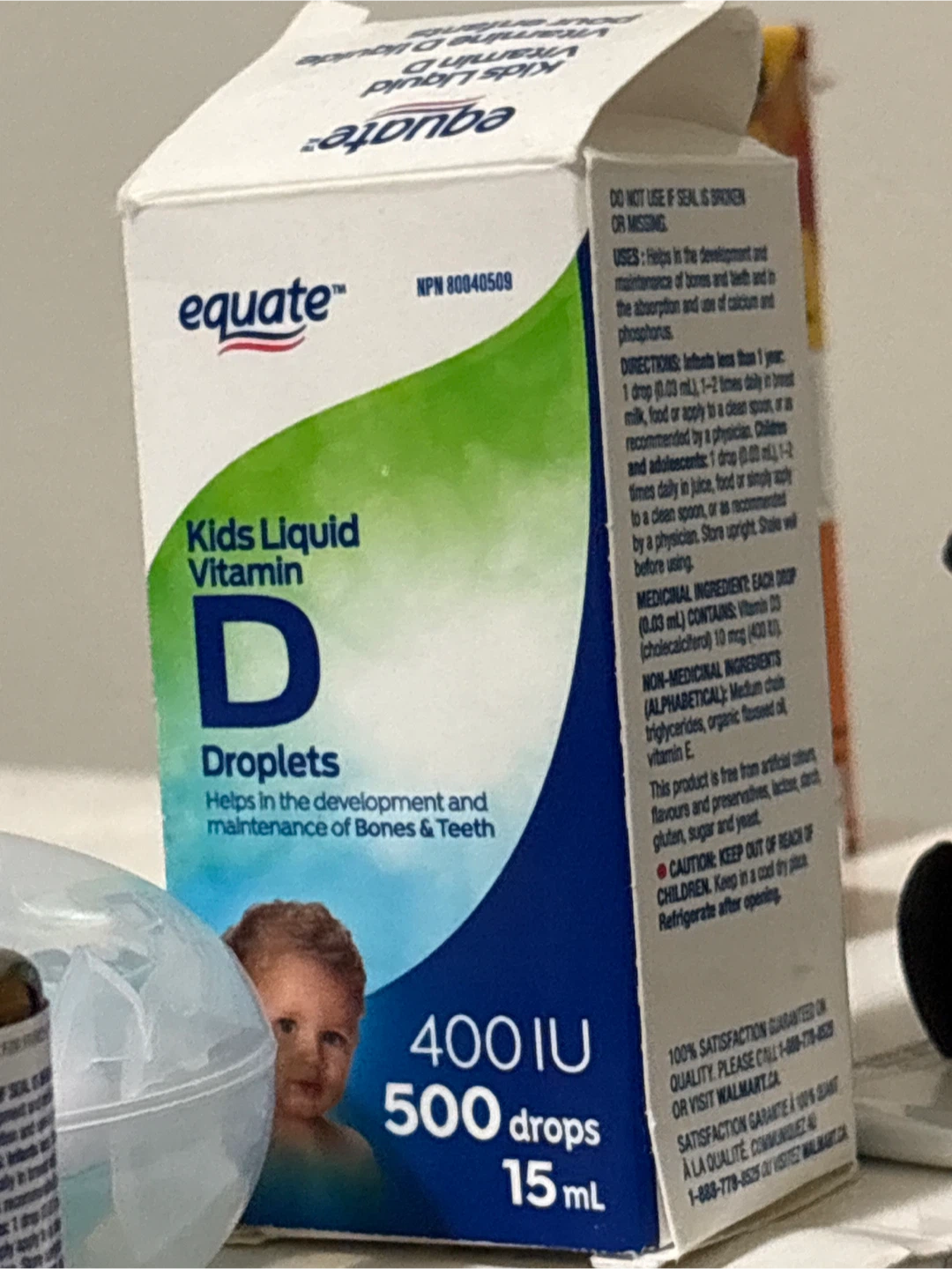 Equate Kids Liquid Vitamin D Droplets 400 IU 15 mL