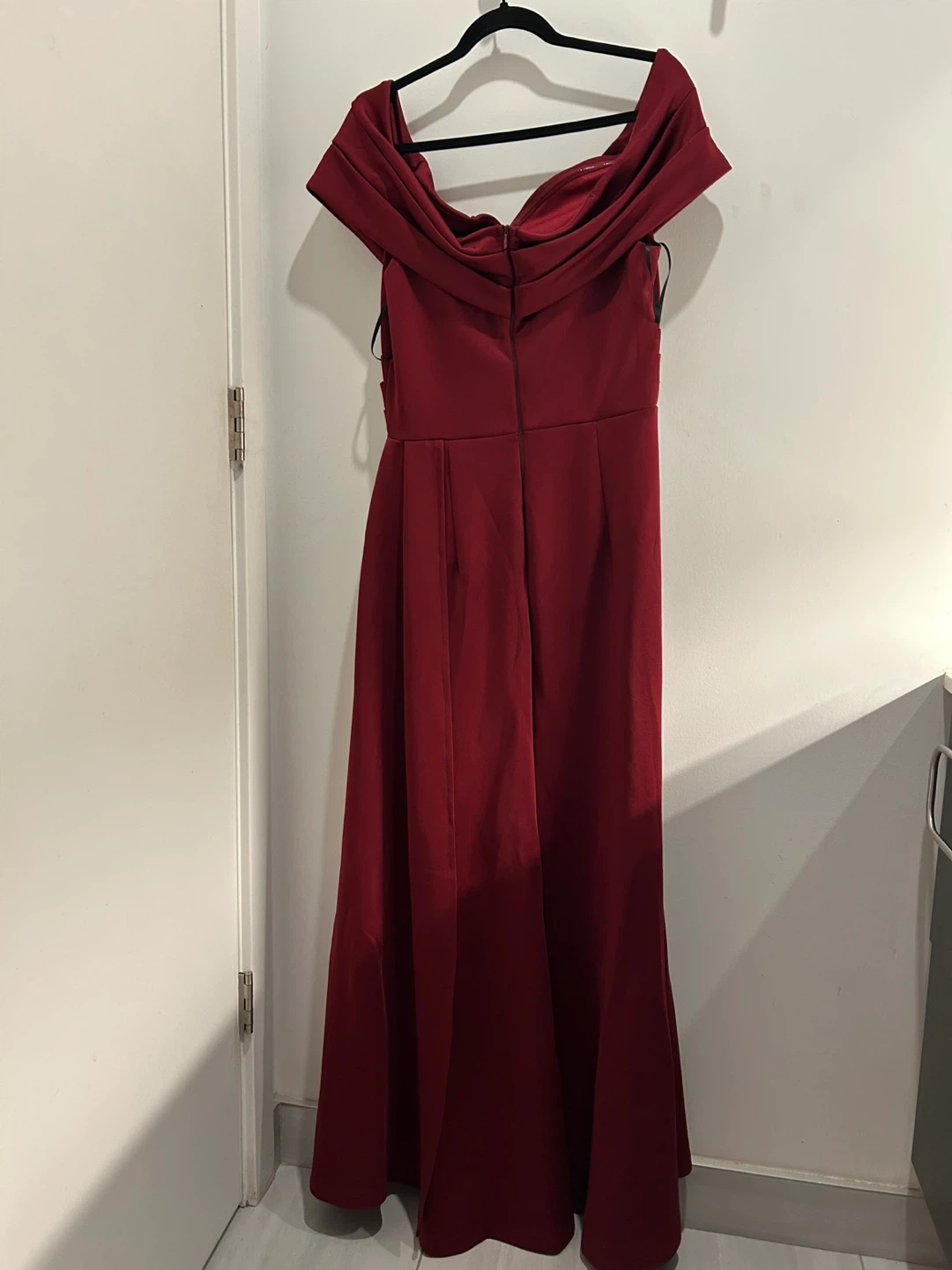 Burgundy Off-the-Shoulder Formal Dress - photo 3