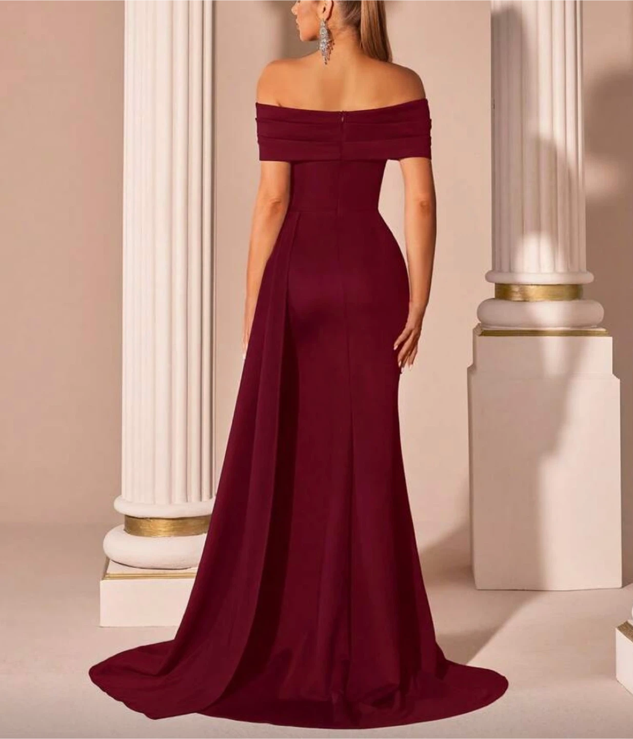 Burgundy Off-the-Shoulder Formal Dress - photo 2
