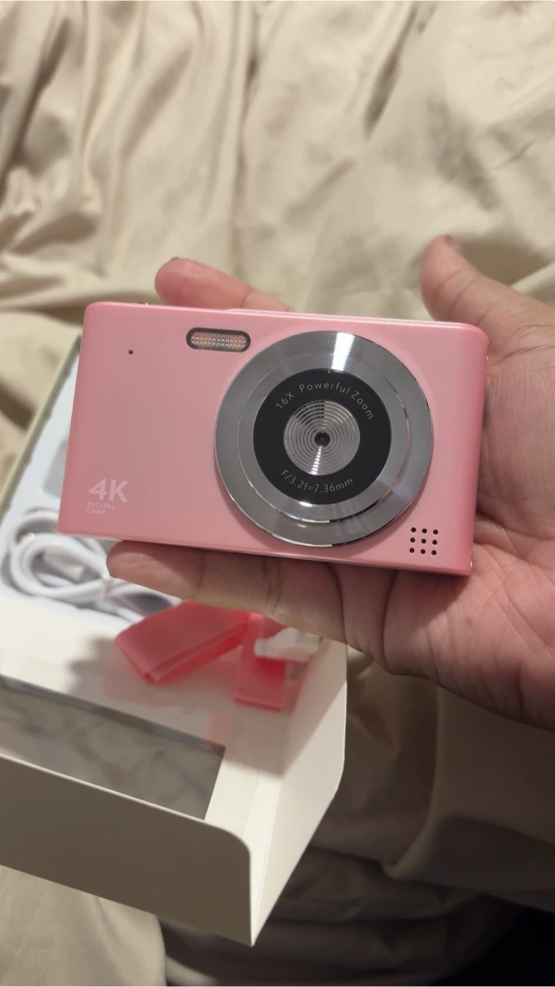 Pink 4K Digital Camera with 16x Powerful Zoom