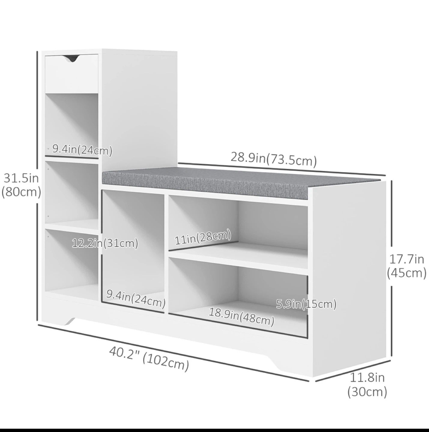Upholstered Shoe Storage Bench w/ Drawer - photo 4