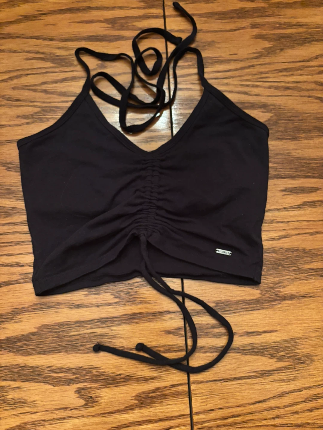 Hollister Black Ruched Crop Top