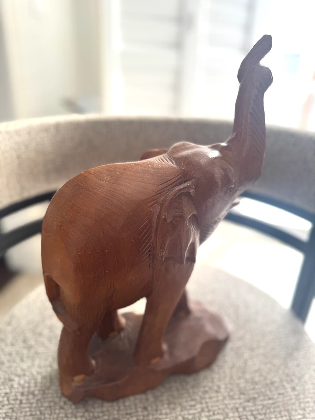 Two (2) Wooden Carved Elephant Figurine