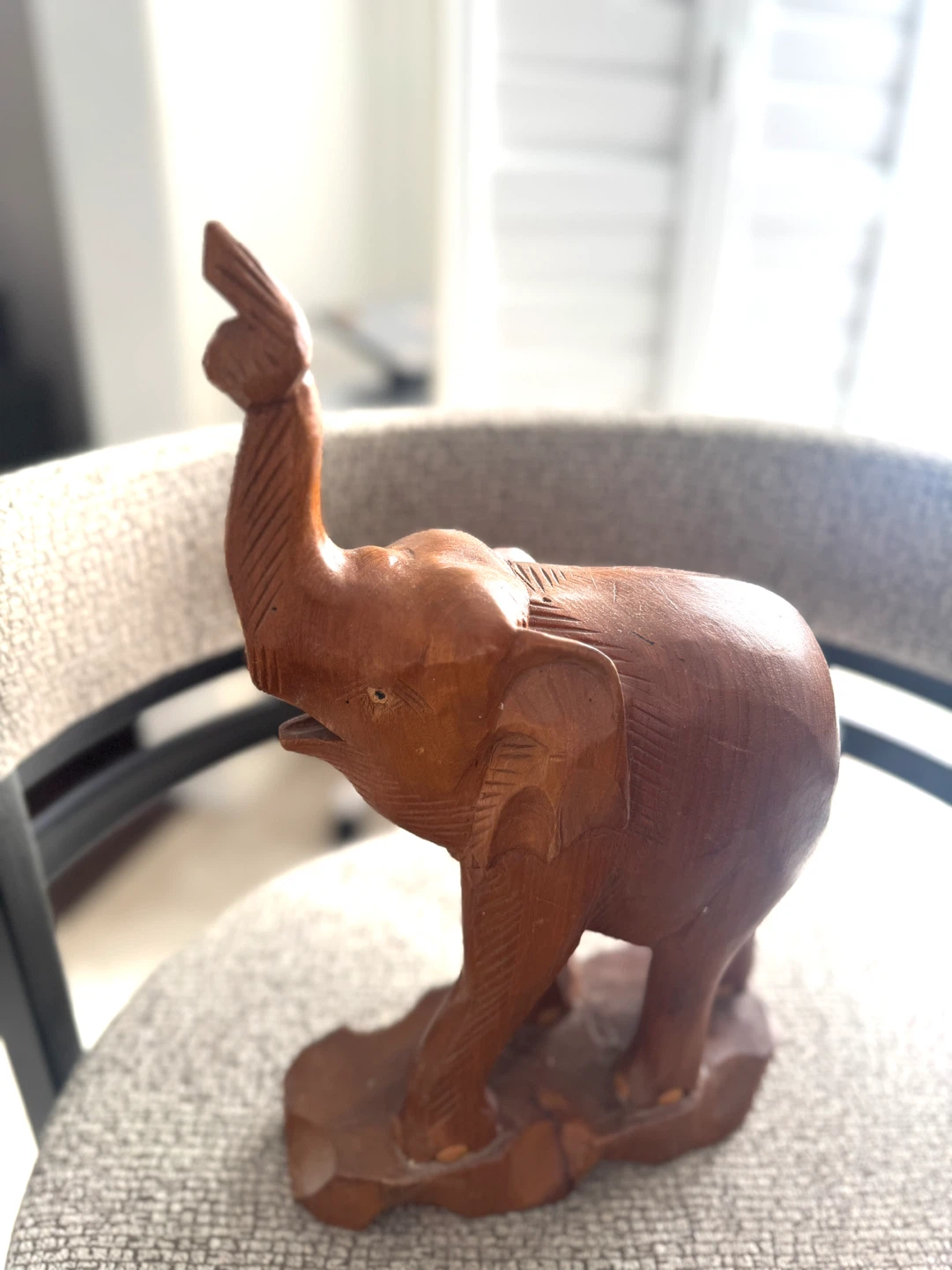 Two (2) Wooden Carved Elephant Figurine - photo 4