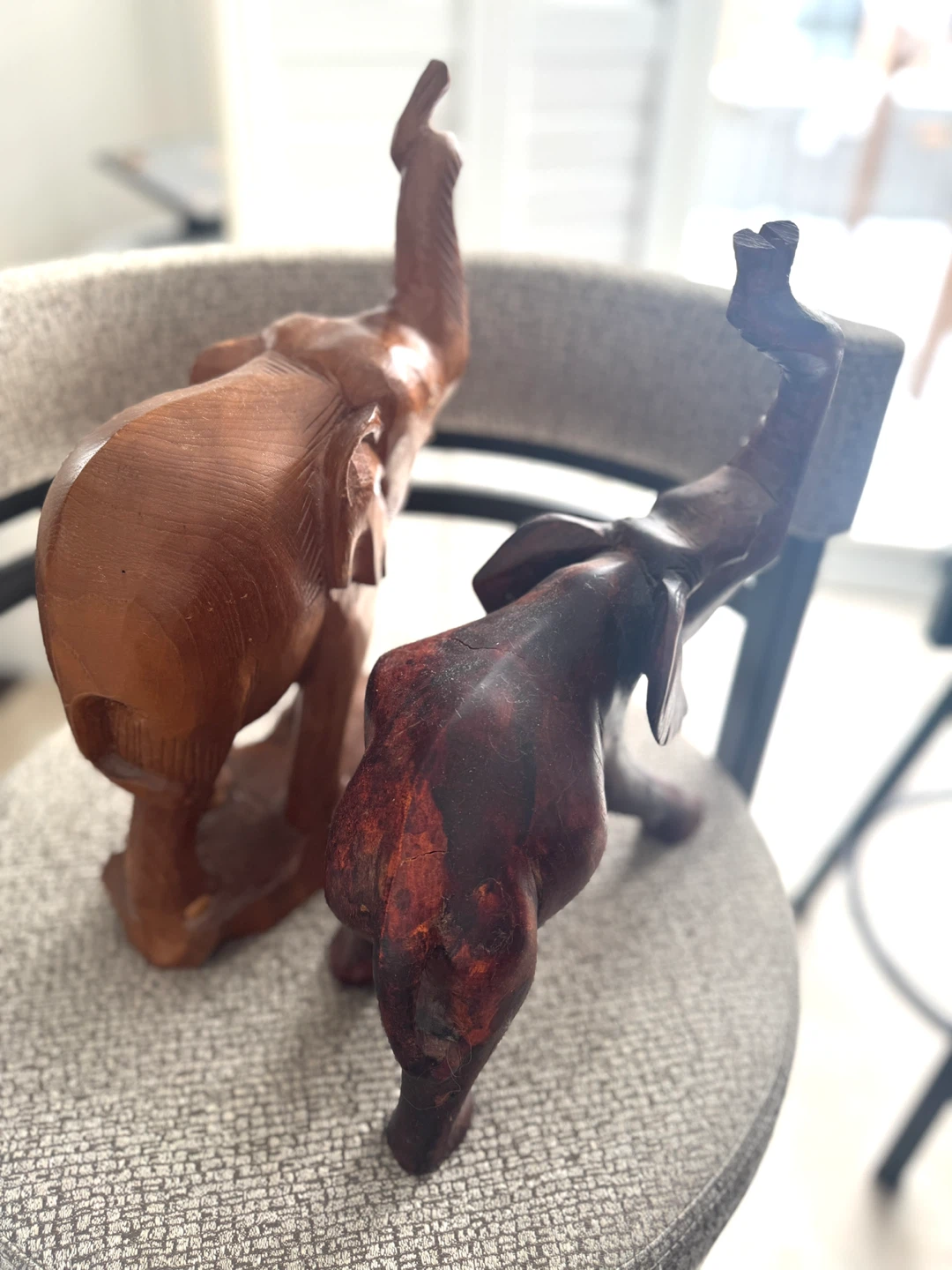 Two (2) Wooden Carved Elephant Figurine - photo 5