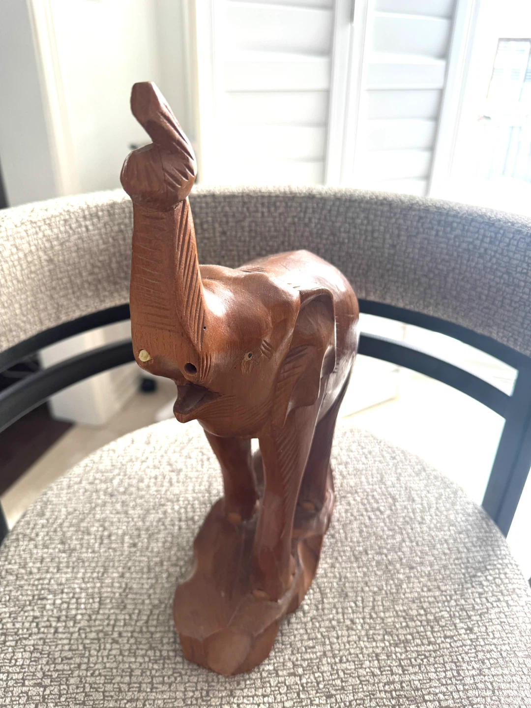 Two (2) Wooden Carved Elephant Figurine - photo 2