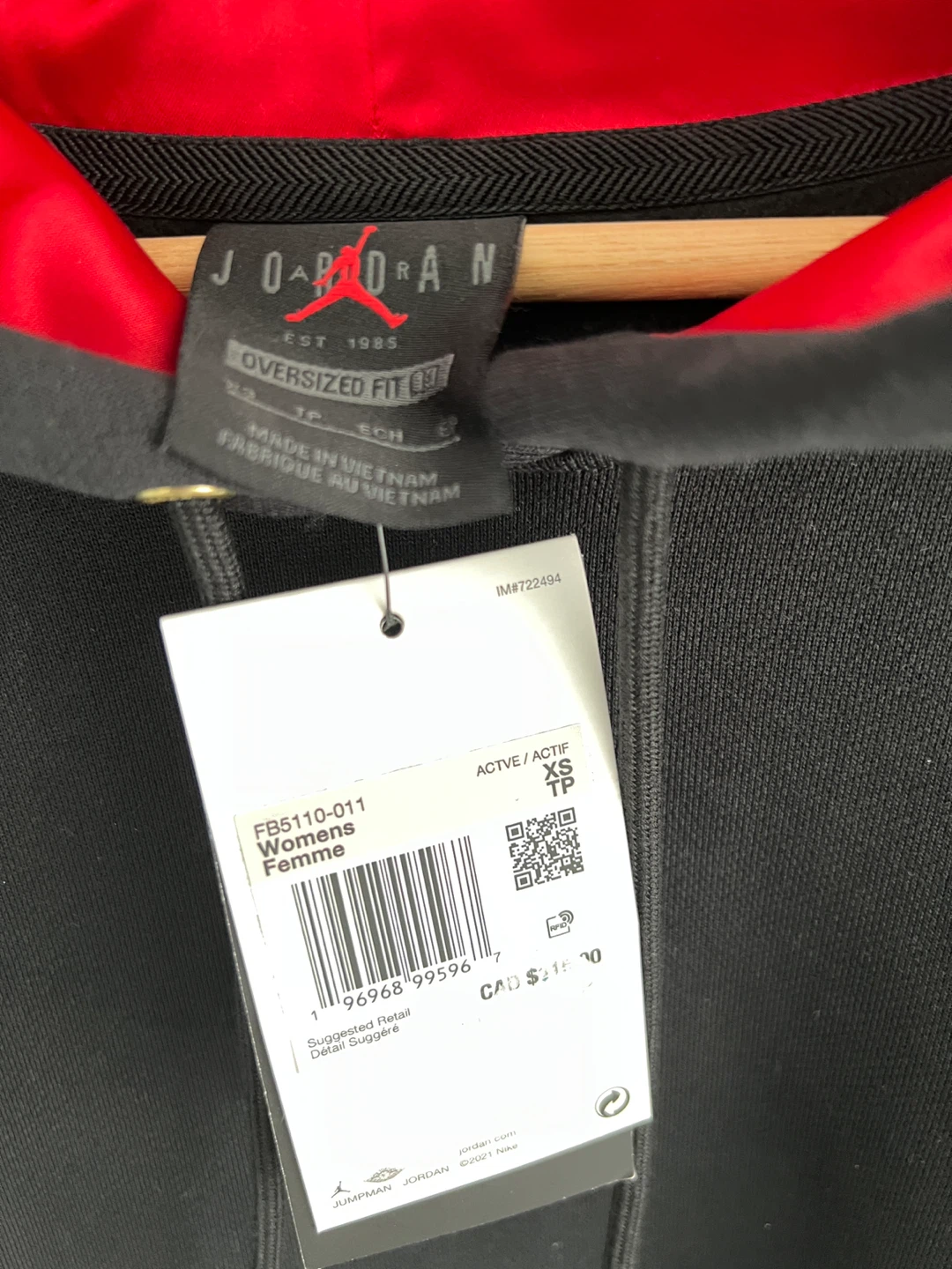 BRAND NEW Jordan Women’s Oversized Fit Hoodie - Black - photo 2