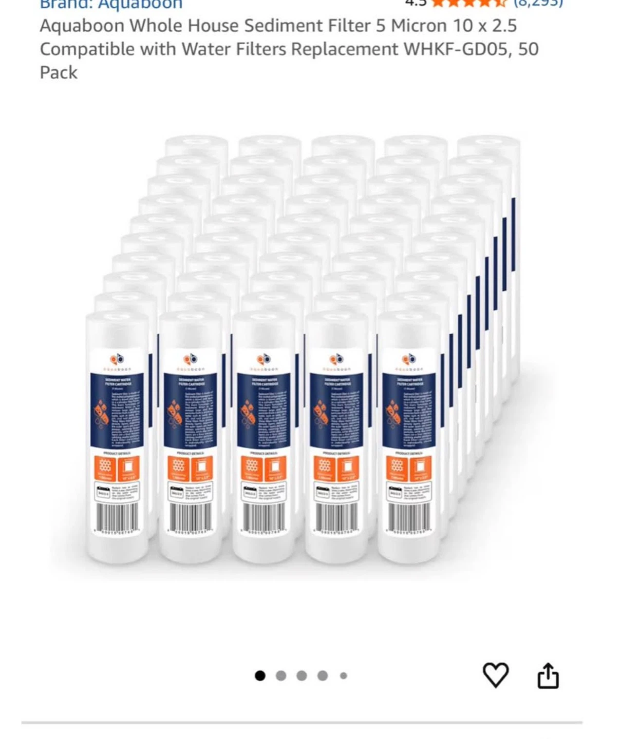 BNIB Aquaboon Whole House Sediment Water Filter - 50 Pack