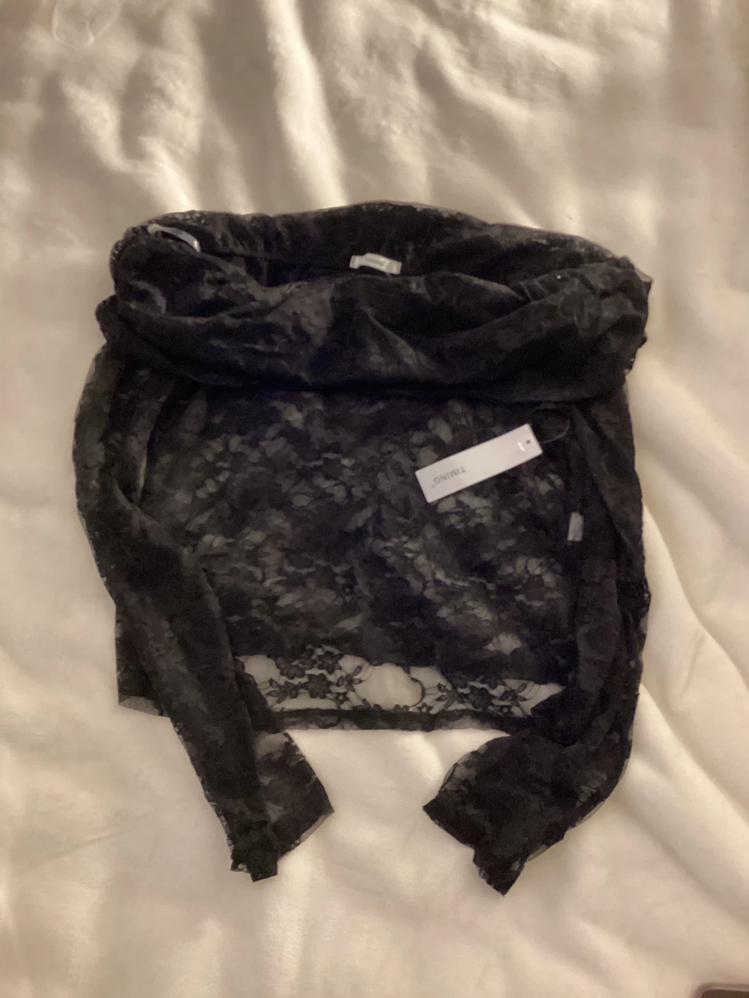 TIMING Black Lace Off-the-Shoulder Top