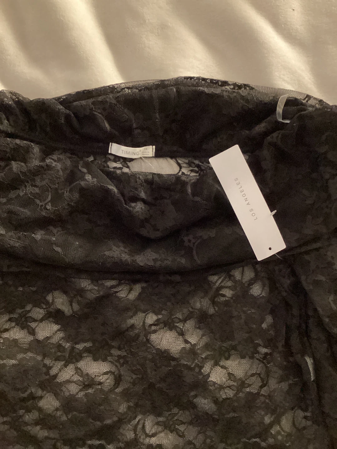 TIMING Black Lace Off-the-Shoulder Top - photo 2