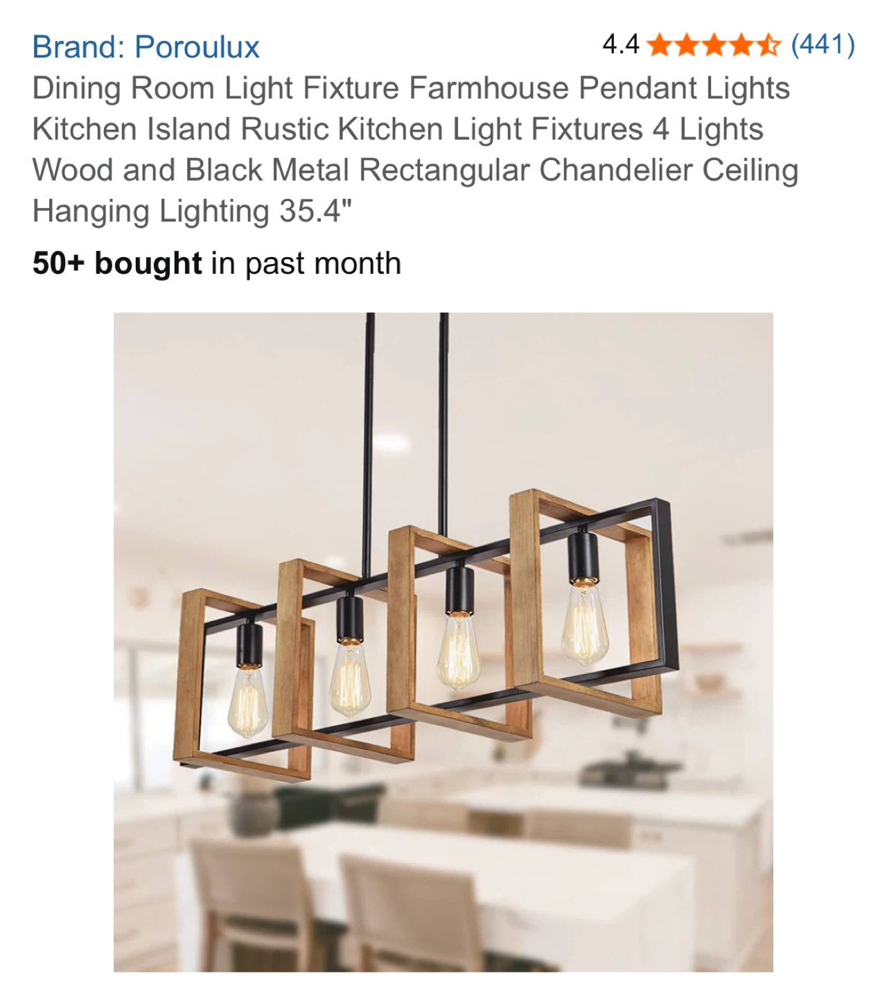 Poroulux 4-Light Farmhouse Pendant Light Fixture
