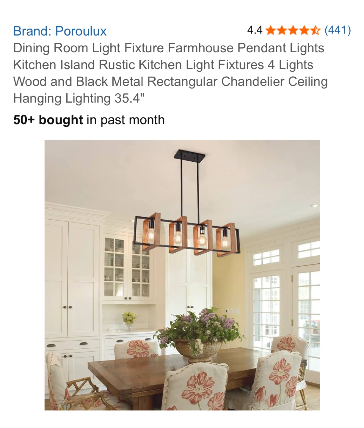 Poroulux 4-Light Farmhouse Pendant Light Fixture - photo 3