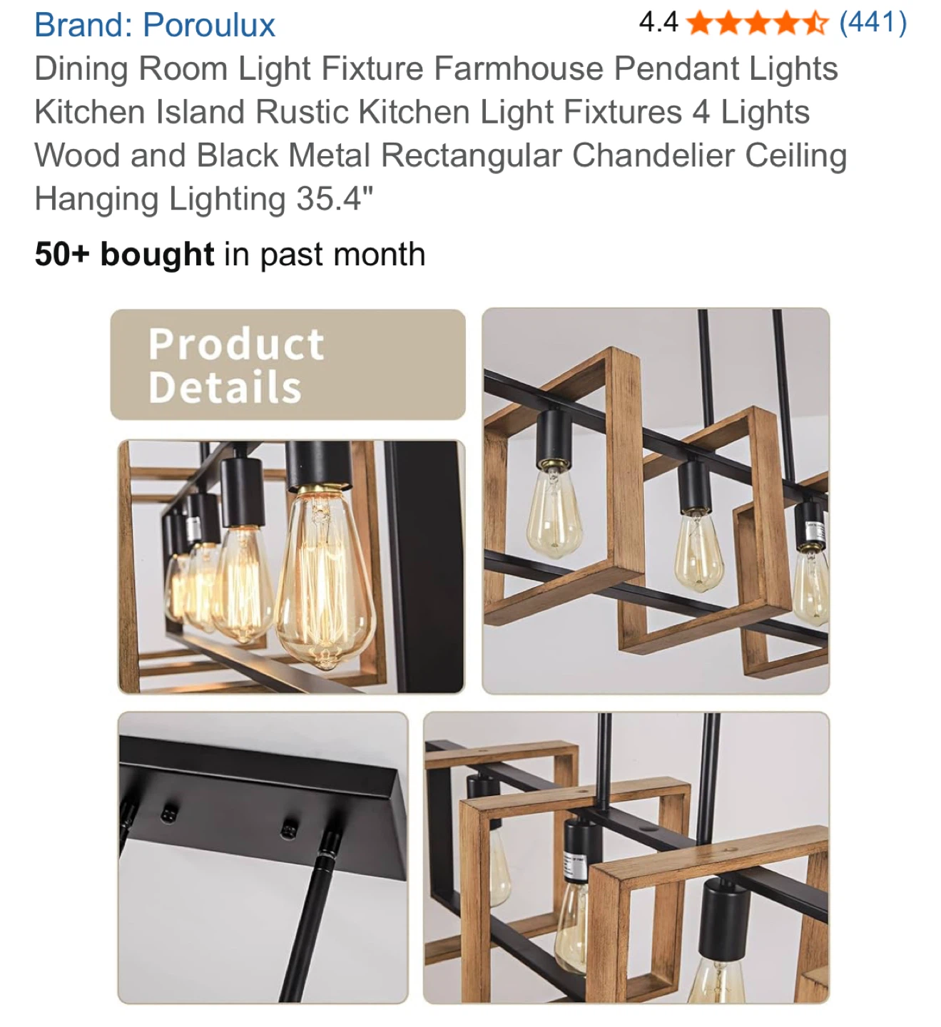 Poroulux 4-Light Farmhouse Pendant Light Fixture - photo 5