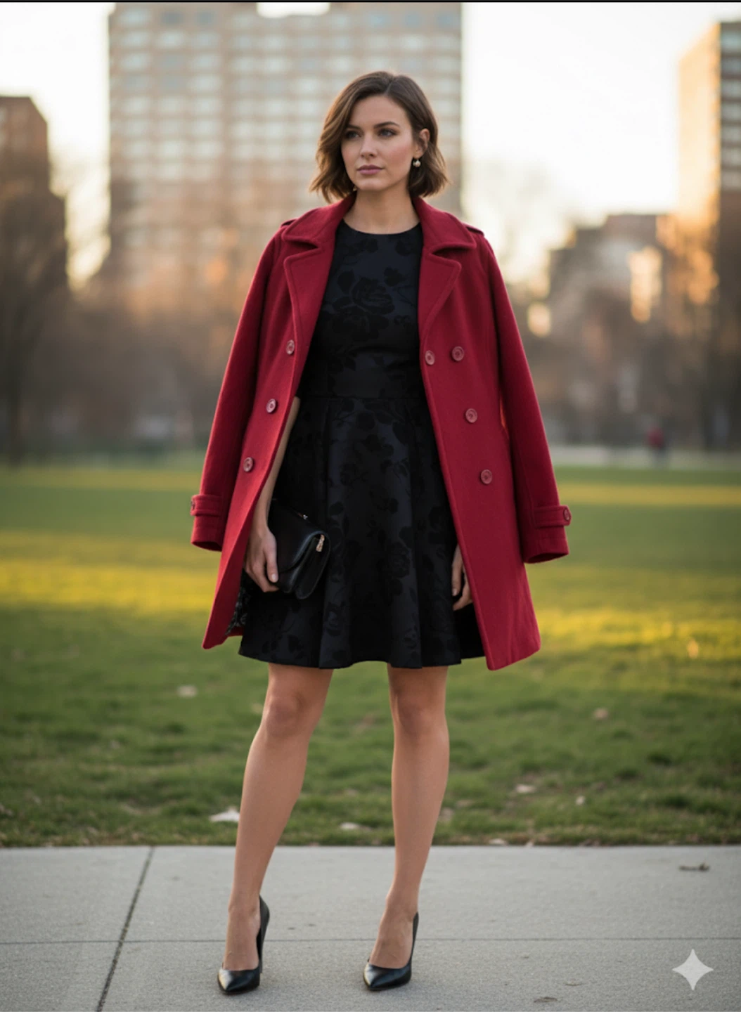 Liv a Little Red Double-Breasted Peacoat Size 14