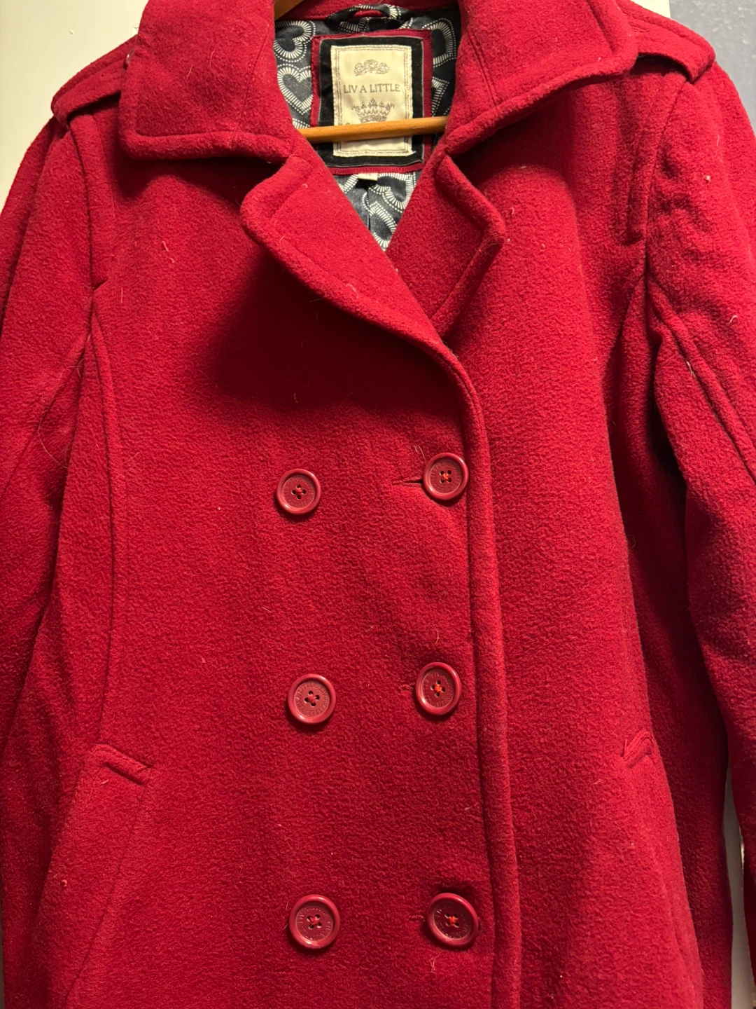 Liv a Little Red Double-Breasted Peacoat Size 14 - photo 4