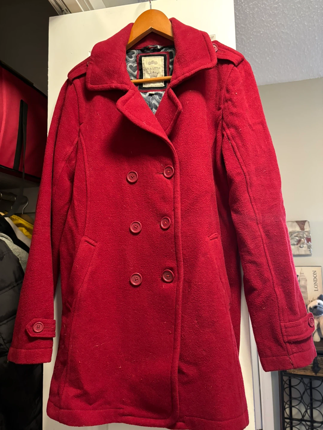Liv a Little Red Double-Breasted Peacoat Size 14 - photo 2