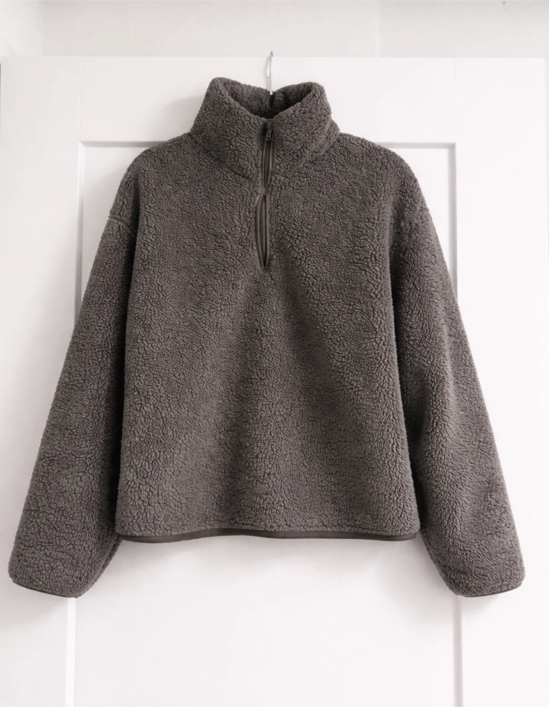 H&M Grey Teddy Fleece Quarter Zip Pullover