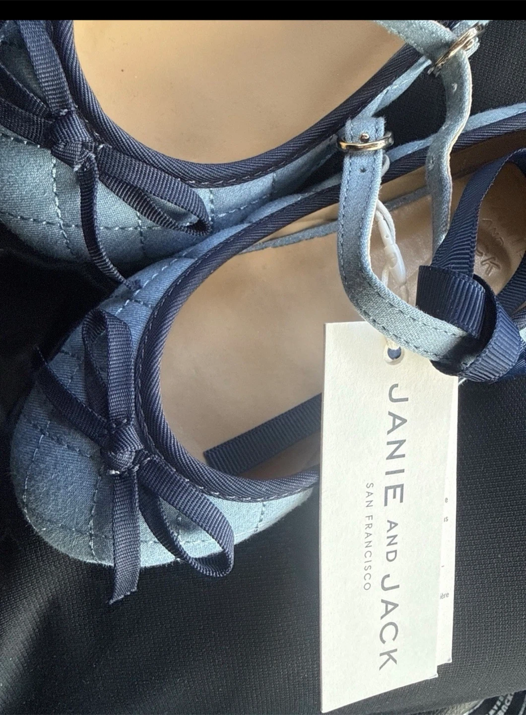 Janie and Jack Light Blue Quilted Bow Mary Jane Shoes Size 10 - photo 3