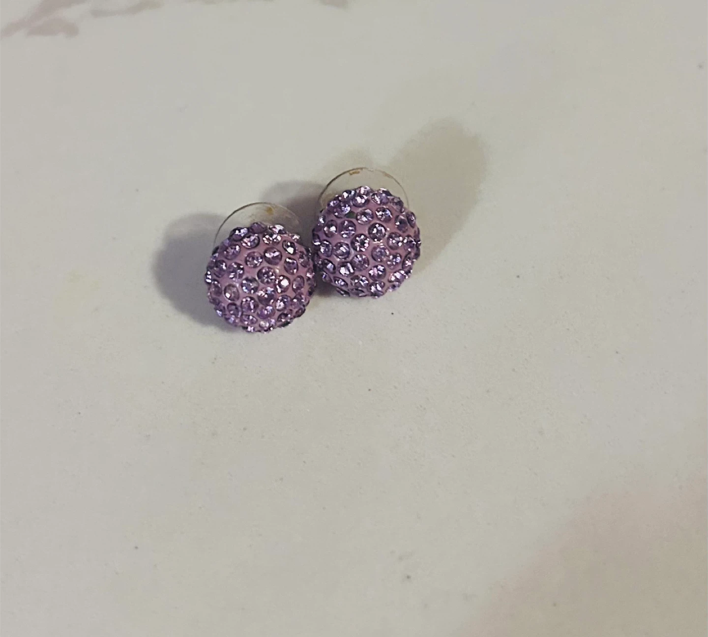 Purple Crystal Ball Stud Earrings