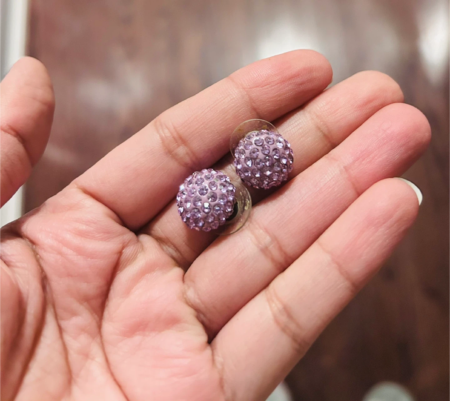 Purple Crystal Ball Stud Earrings - photo 2