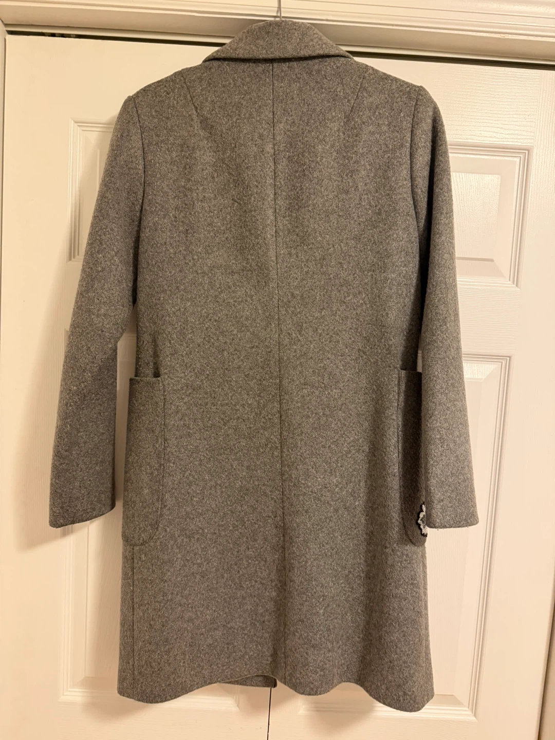 RIGORE Women's Grey Wool Blend Coat with Sequin Patch - photo 2