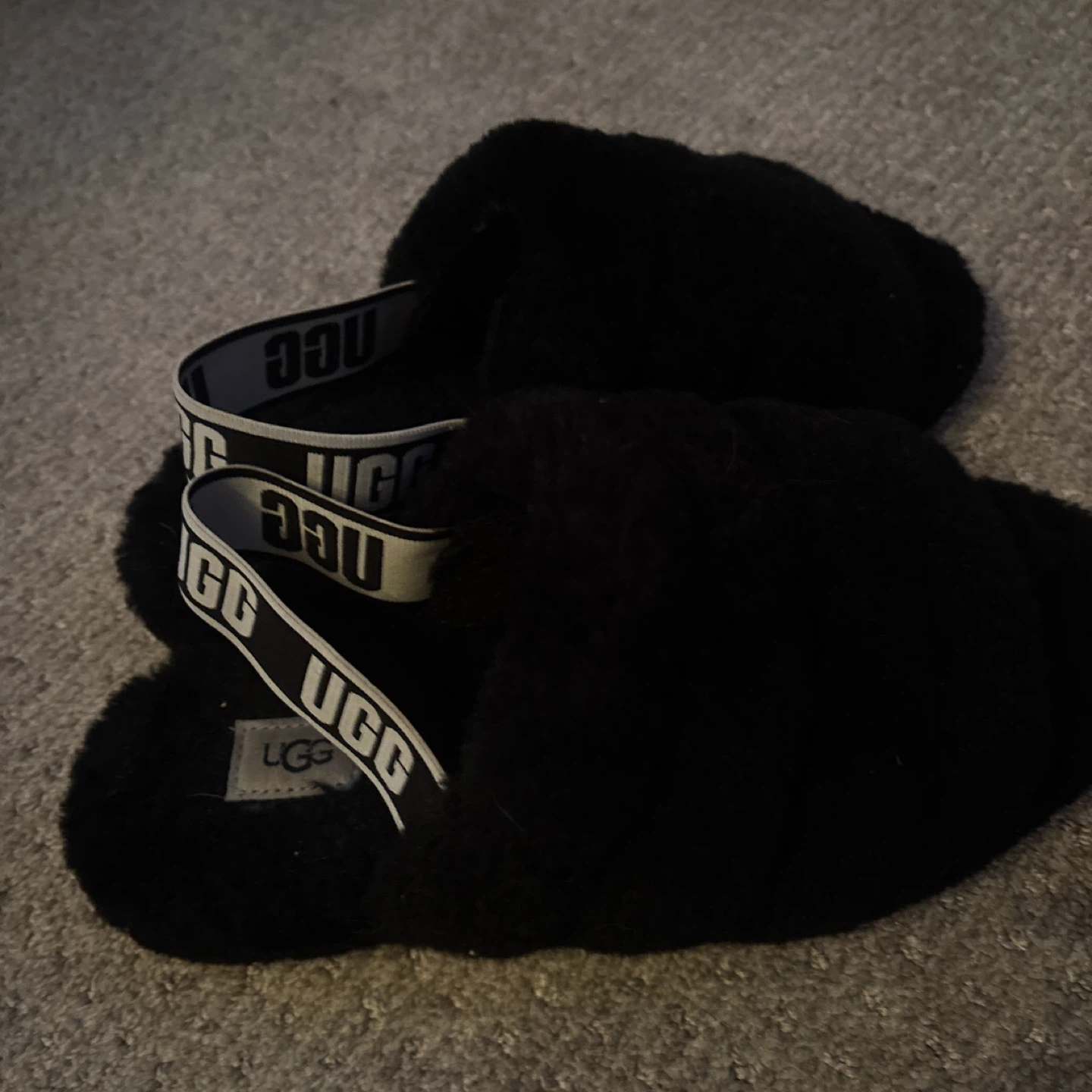 UGG Black Fur Slides