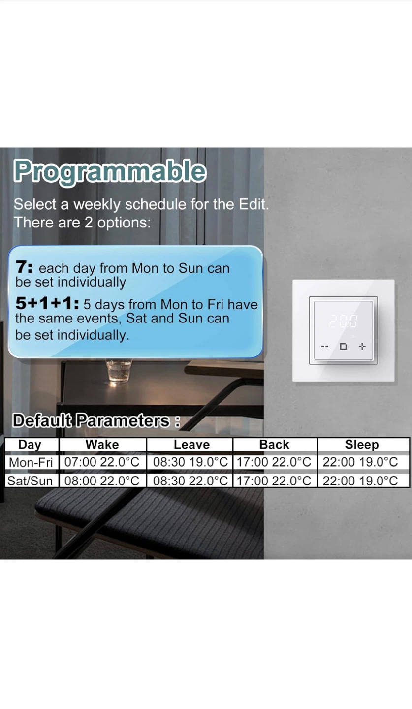 ET-44W Programmable Thermostat for Electric Underfloor Heating - photo 2