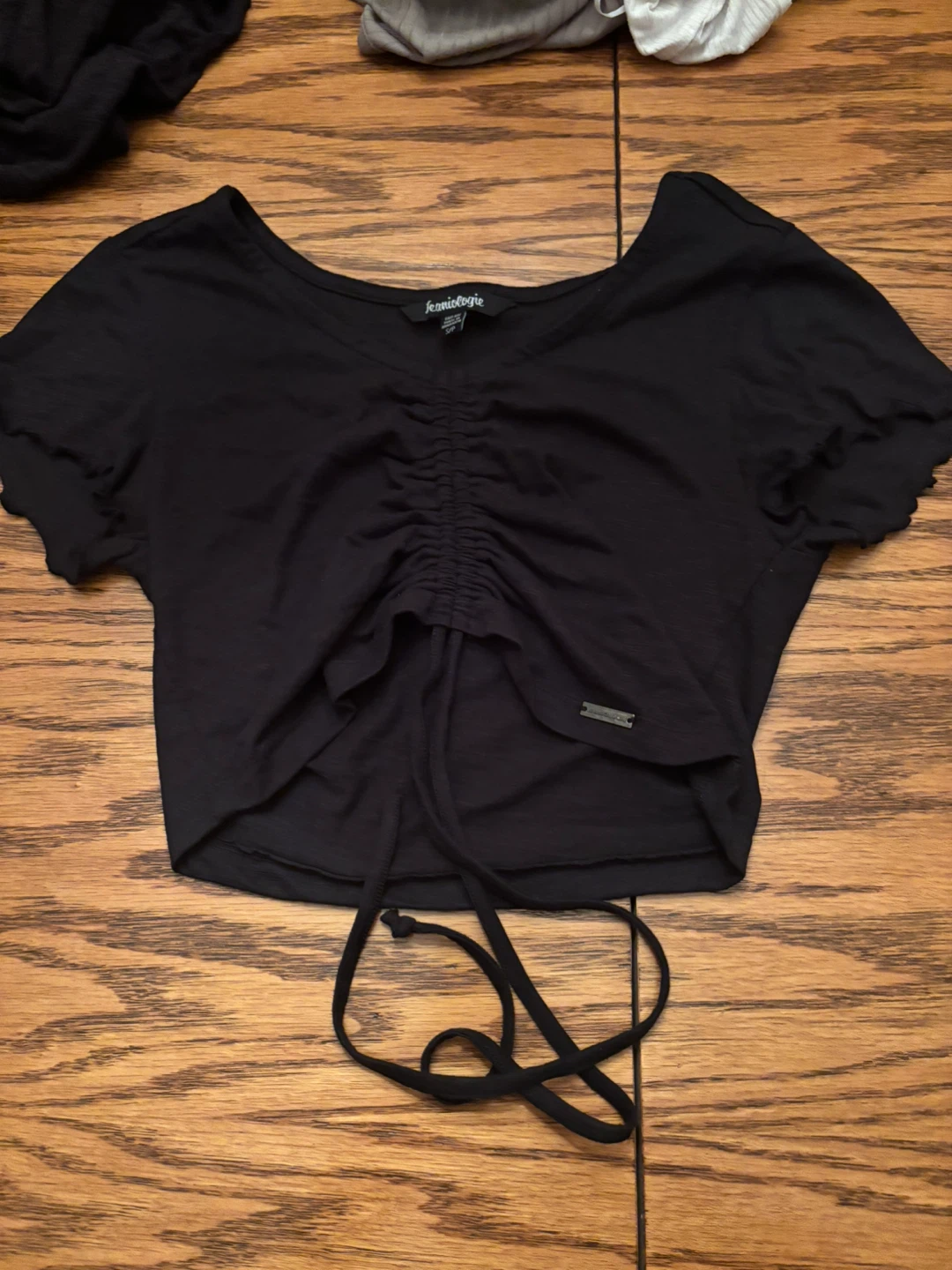Black Ruched Crop Top