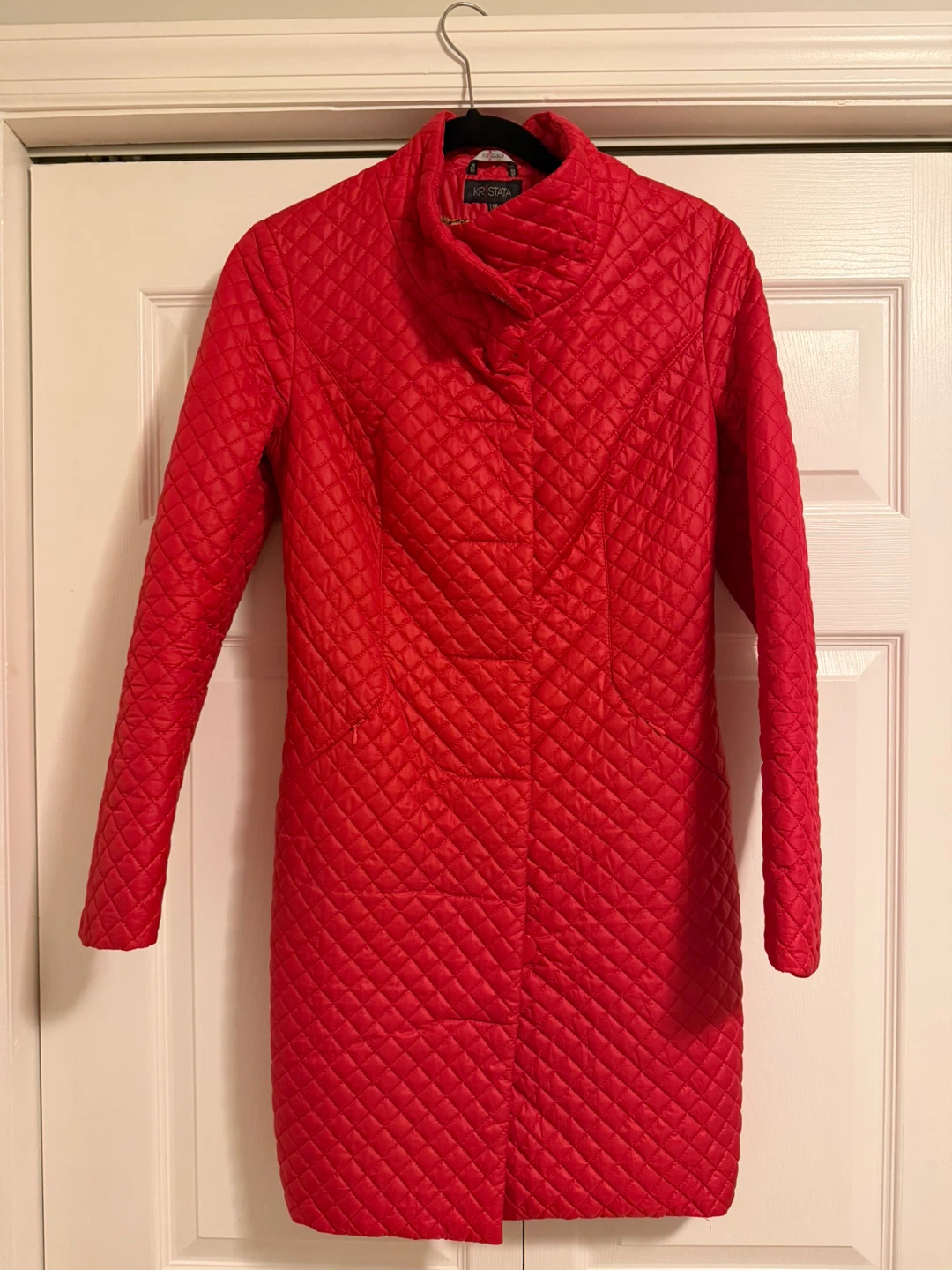 KR STATA Quilted Red Coat Jacket Size S