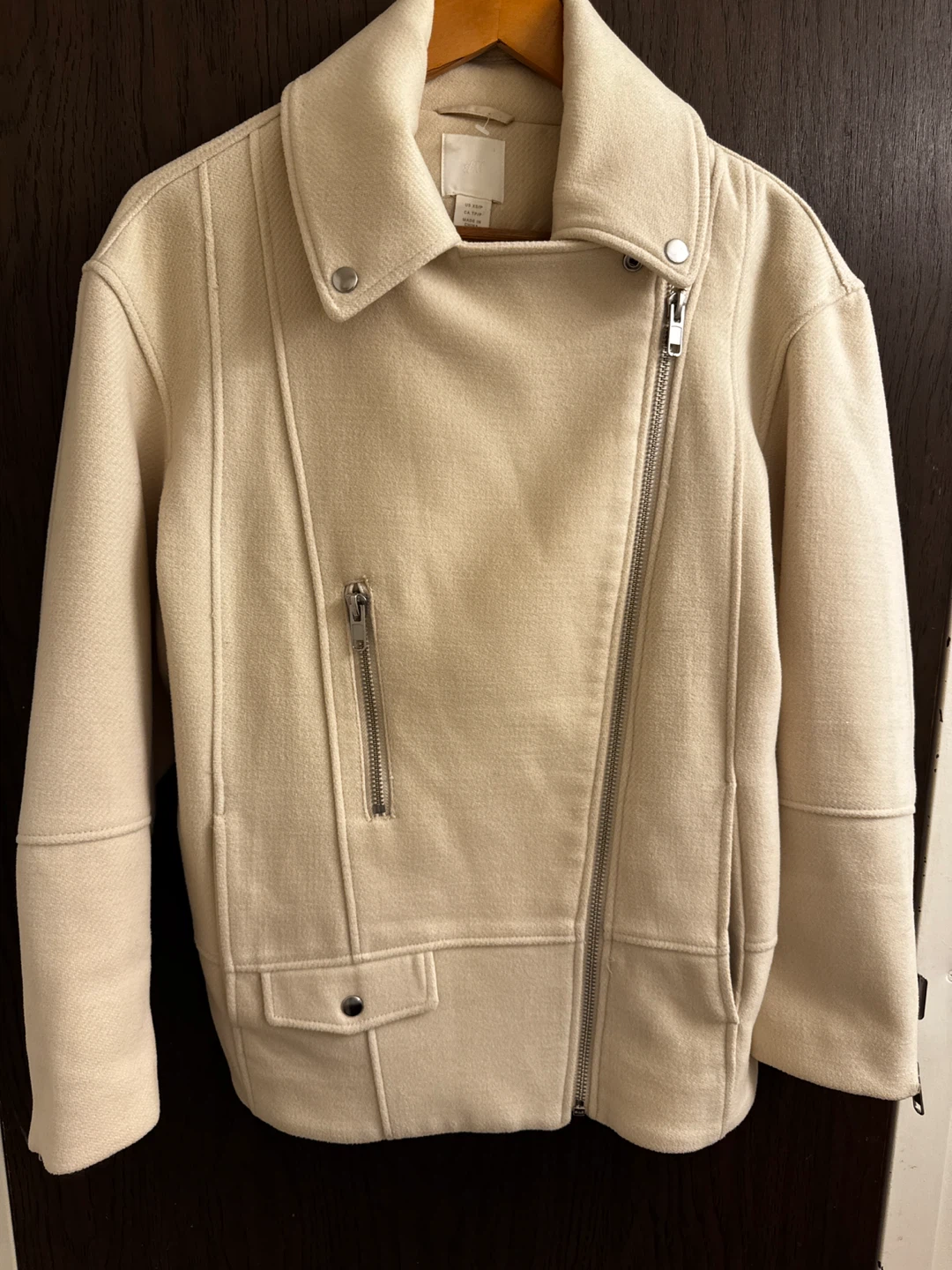 H&M Beige Asymmetrical Zip Moto Jacket - XS - photo 2