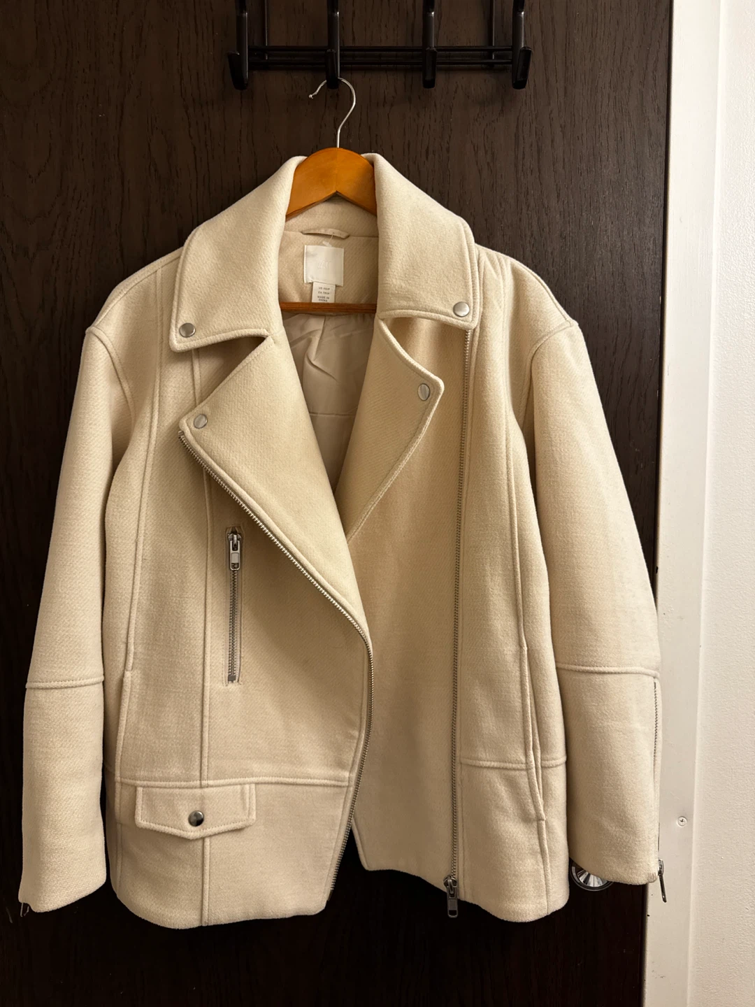 H&M Beige Asymmetrical Zip Moto Jacket - XS - photo 4