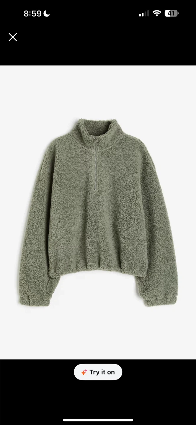 H&M Green Fleece 1/4 Zip Pullover