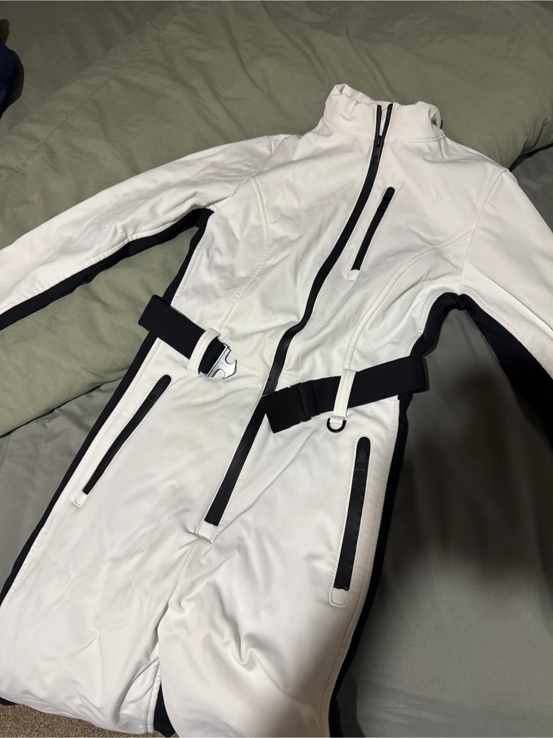 White Ski Suit with Black ZARA