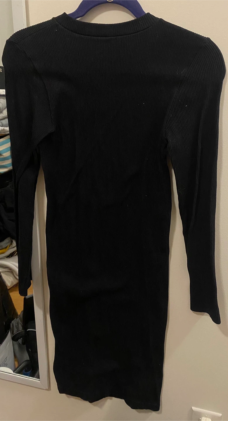 ONLY Black Ribbed Long Sleeve Dress - Size M - photo 2