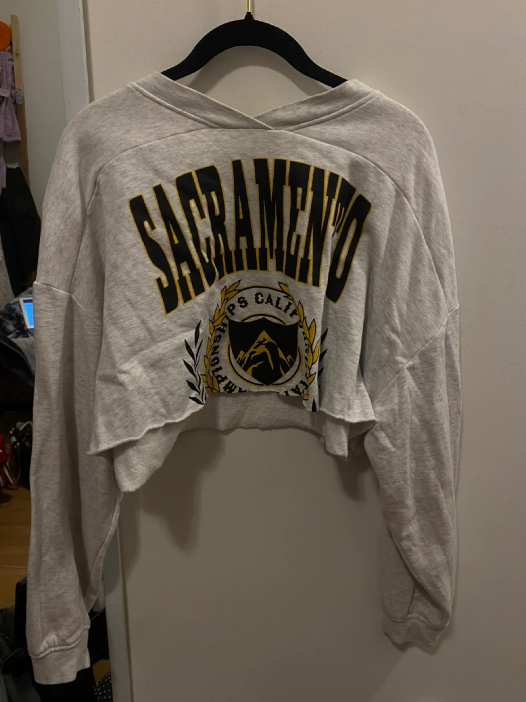 Divided by H&M Grey Sacramento Cropped Sweatshirt - Size L