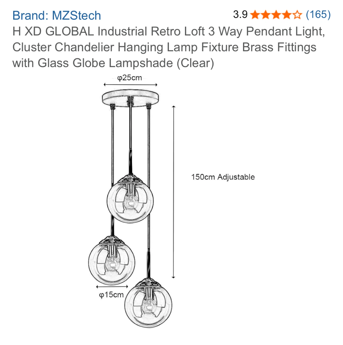 MZSTech 3 Way Industrial Retro Pendant Light Fixture - photo 2