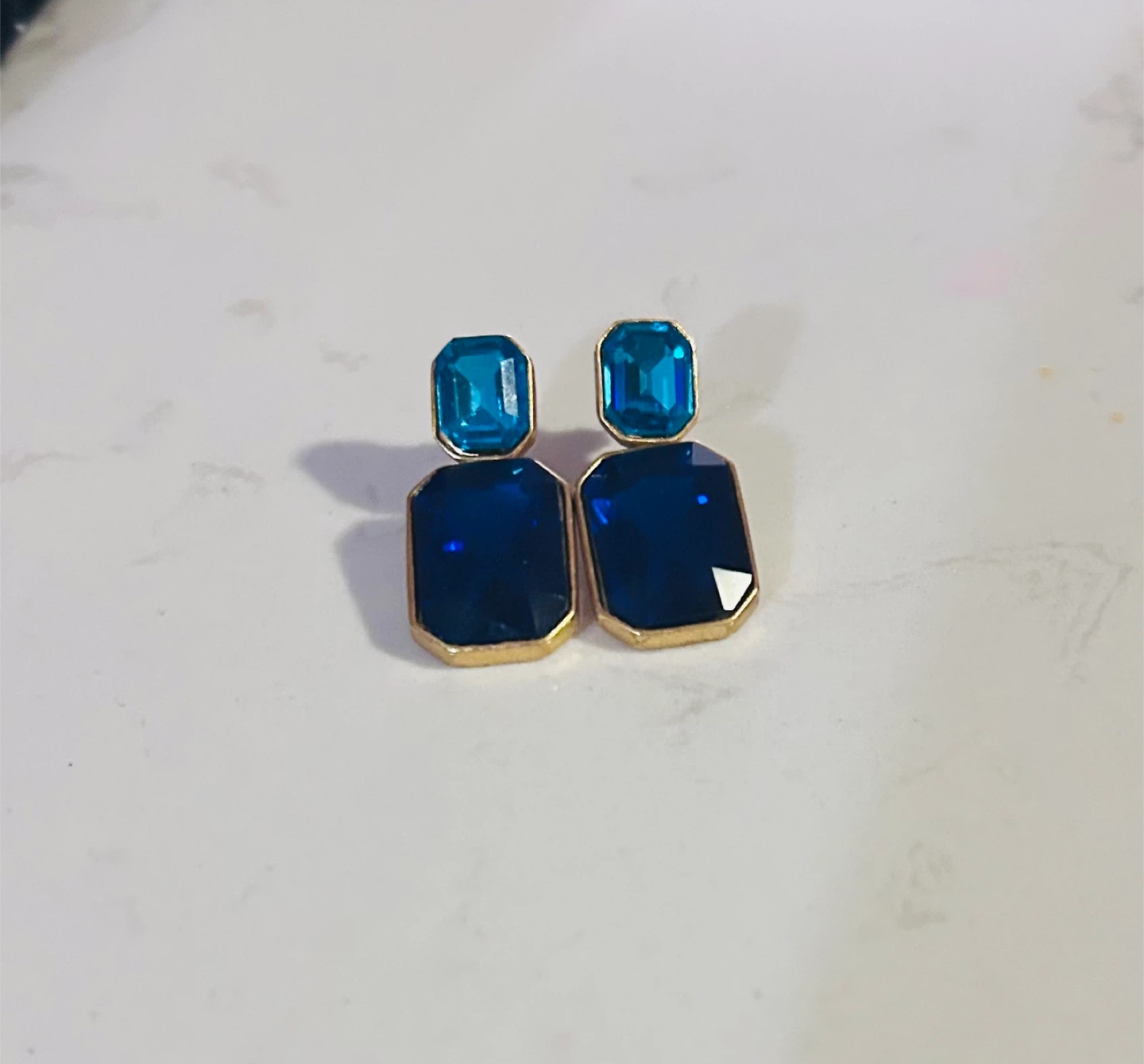 Blue Gemstone Drop Earrings