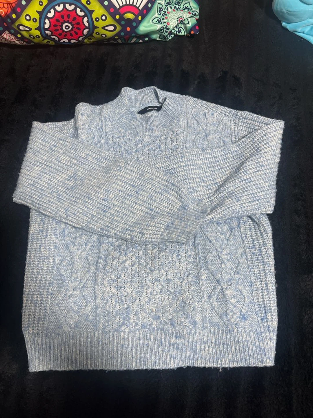 Vera Moda Cable Knit Sweater - Light Blue